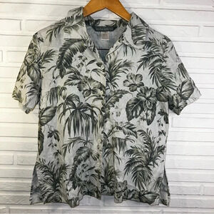 Jessica Holbrook Green Tropical Linen Vacation Top, Women’s Size Small